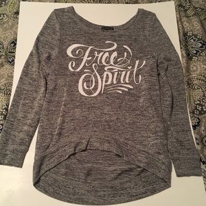 “Free Spirit” Gray Heathered Knit Sweater